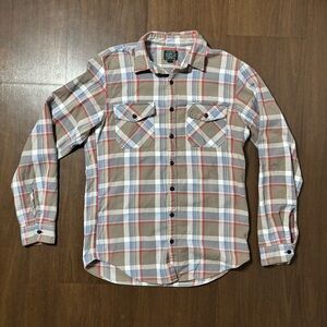J. Crew Men's Casual Plaid Shirt - Tan, Red, Blue